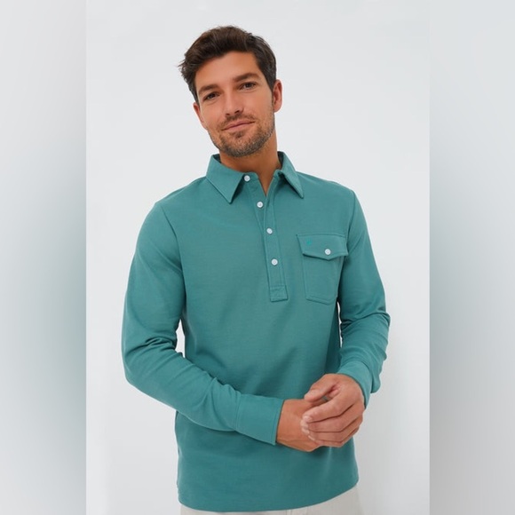 CRIQUET Long Sleeve Players Shirt in Spruce Springstein - Picture 1 of 10